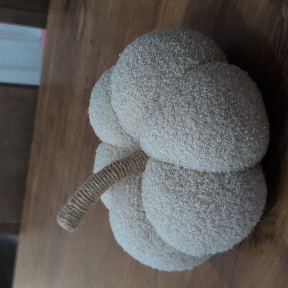 Cream Textured Plush Pumpkin Decor